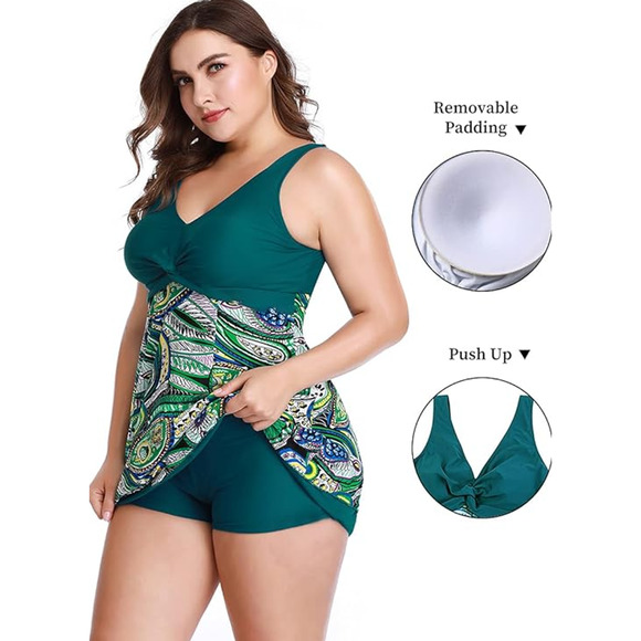 Wantdo Women Swimdress One Piece Tummy Control Multicolor Size 4X US 16 11626 - Picture 4 of 4